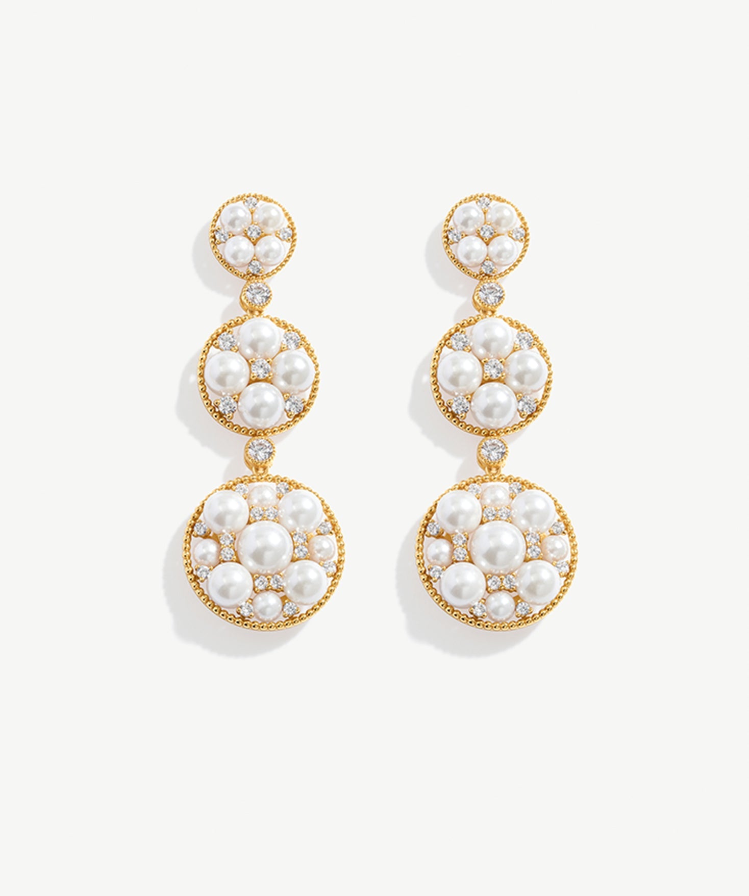 Gold Pearl Statement Drop Earrings | Belvria