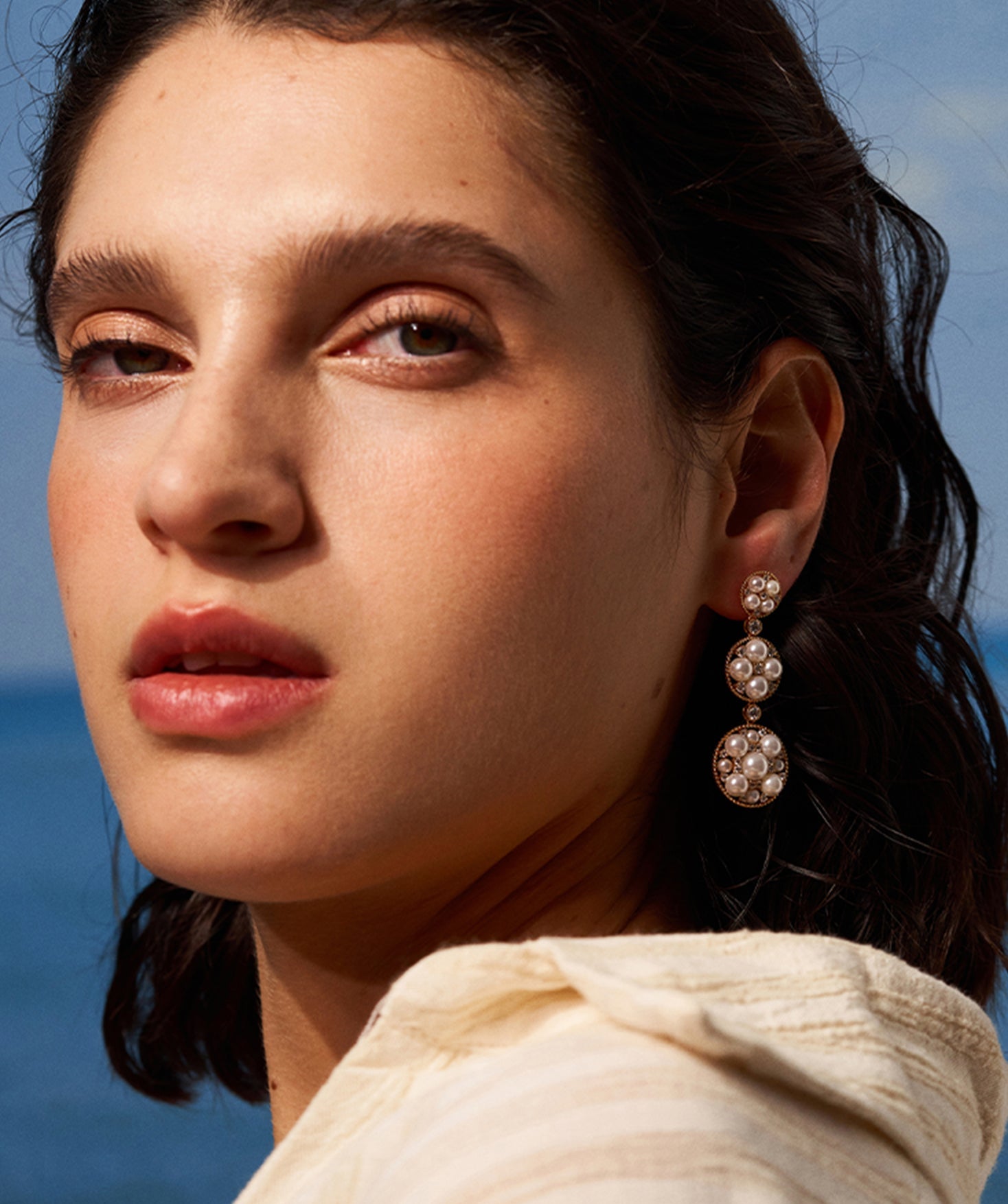 Gold Pearl Statement Drop Earrings | Belvria