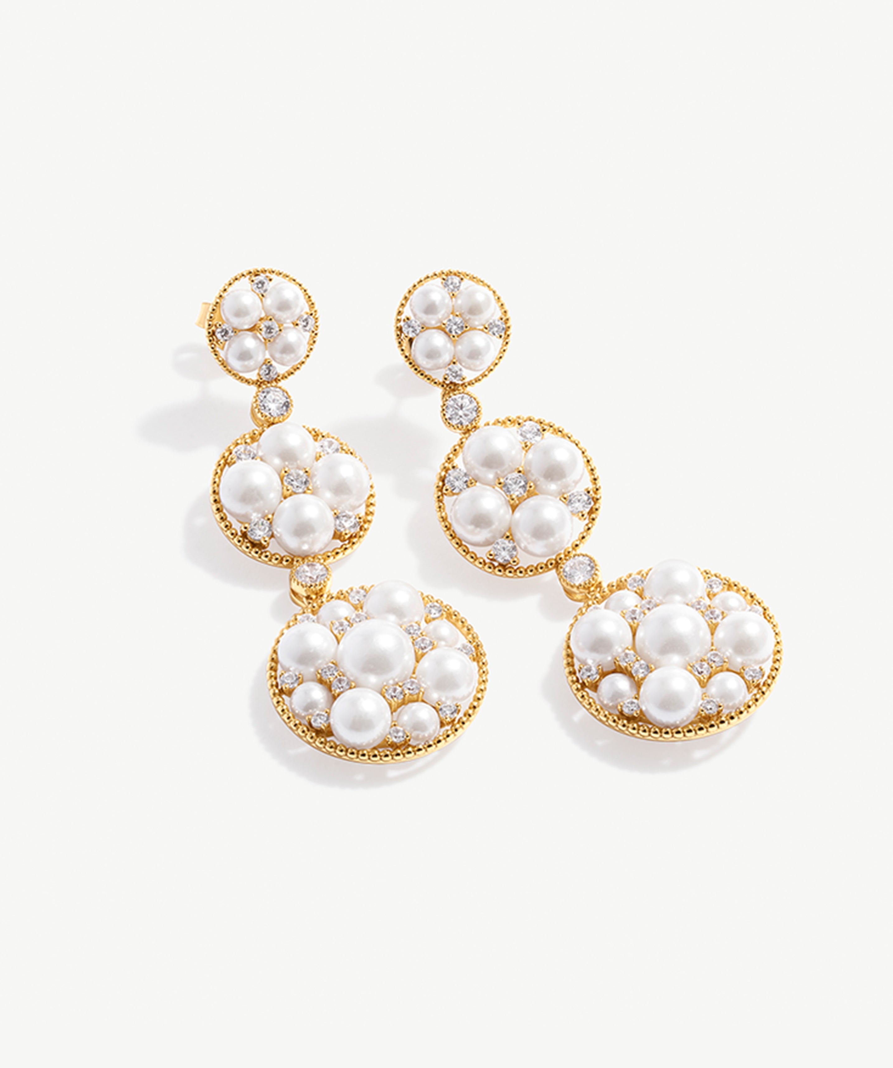 Gold Pearl Statement Drop Earrings | Belvria