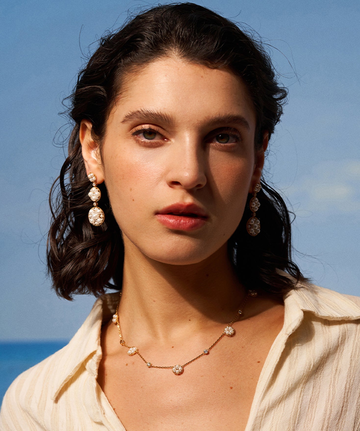 Gold Pearl Statement Drop Earrings | Belvria
