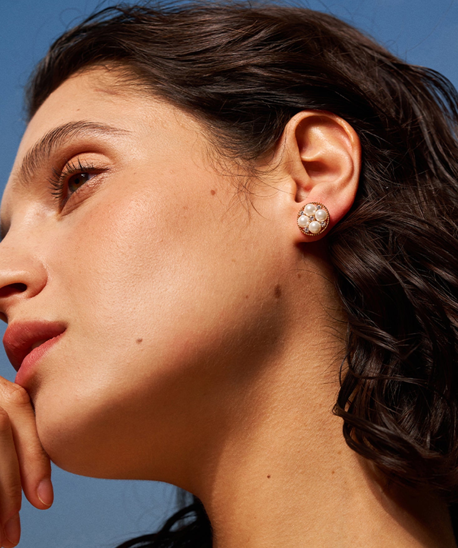 Gold Pearl Cluster Stud Earrings | Belvria