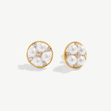 Gold Pearl Cluster Stud Earrings | Belvria