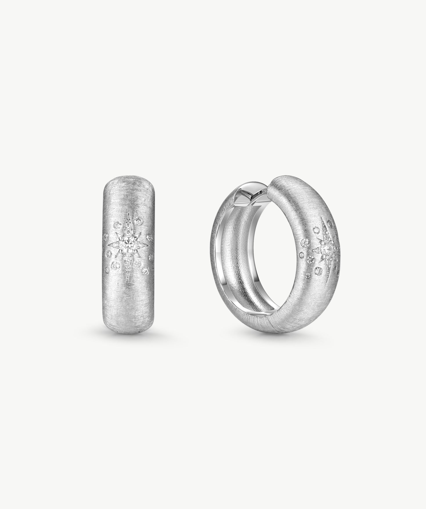 Textured Silver Celestial Hoop Earrings | Belvria