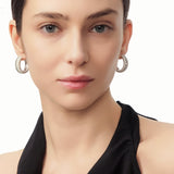 Textured Silver Celestial Hoop Earrings | Belvria