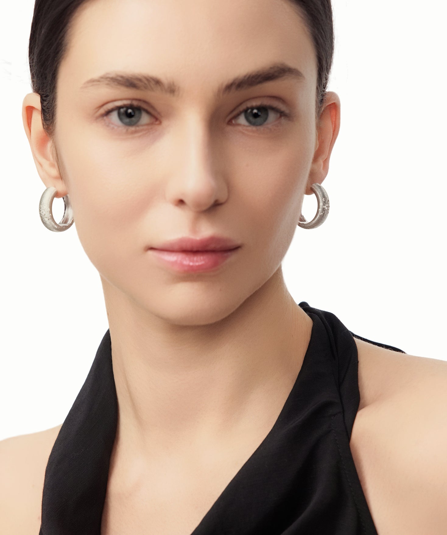 Textured Silver Celestial Hoop Earrings | Belvria