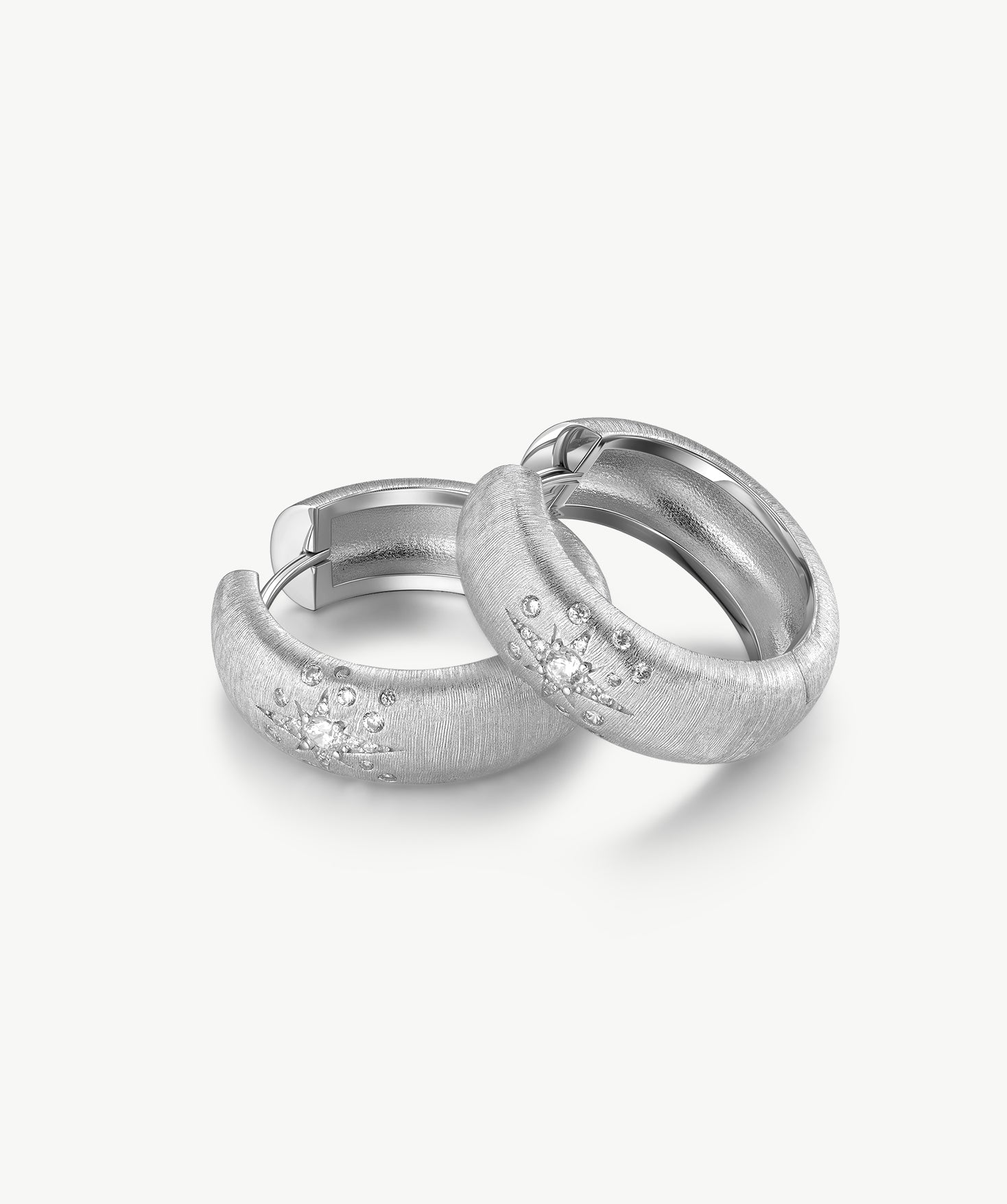 Textured Silver Celestial Hoop Earrings | Belvria