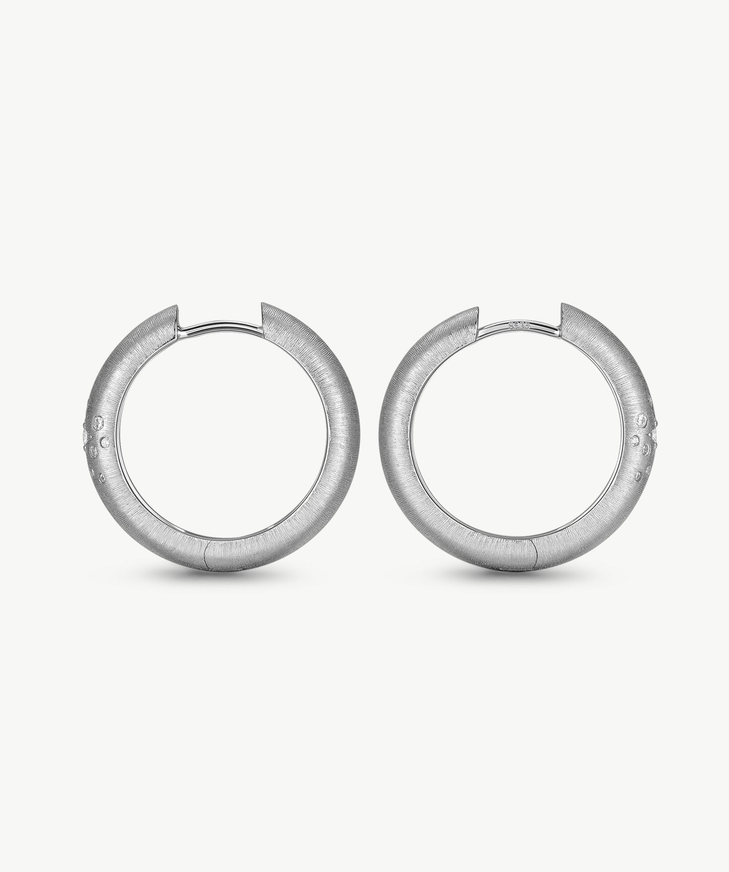Textured Silver Celestial Hoop Earrings | Belvria