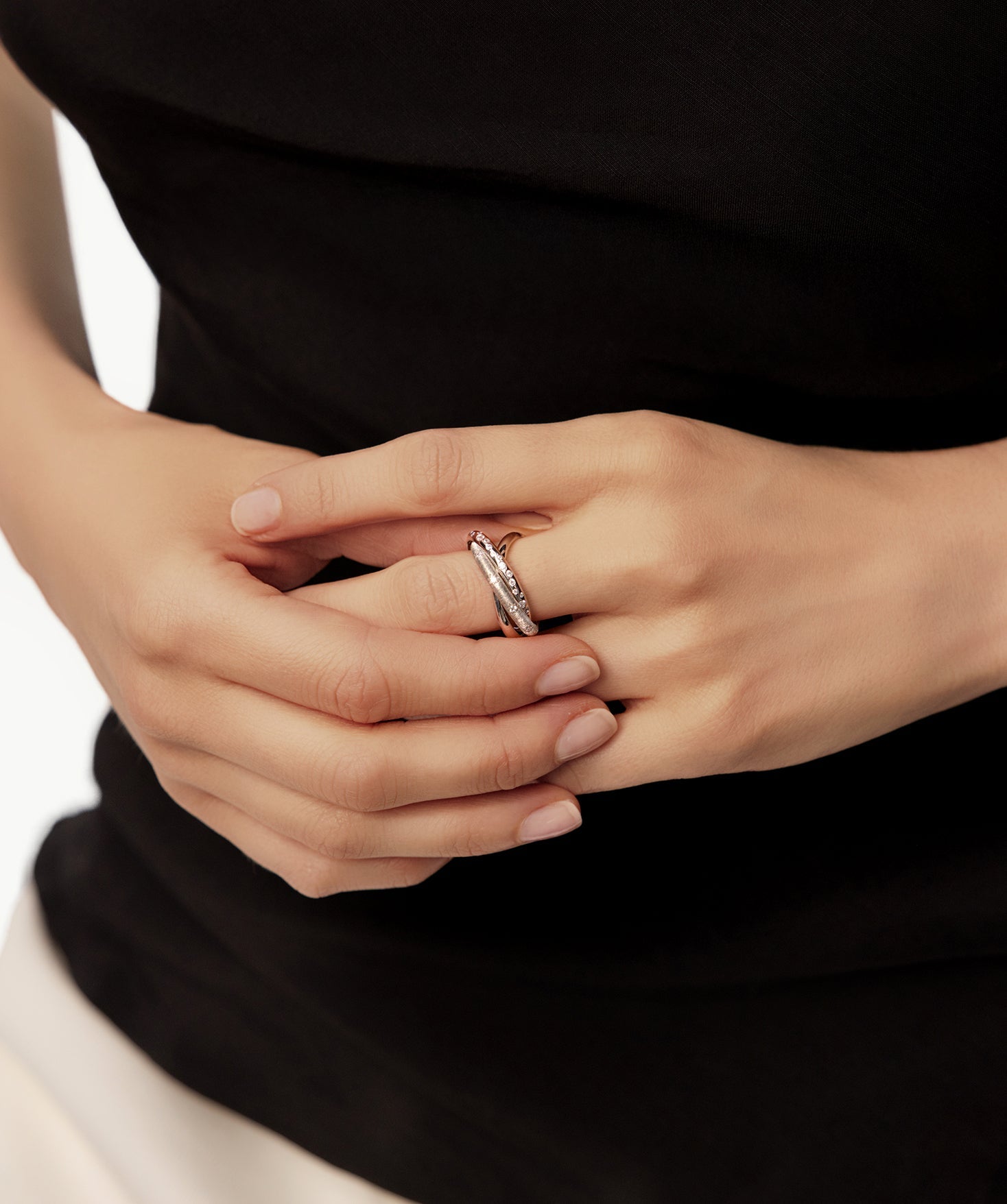 Triple Band Silver Interlocking Ring | Belvria