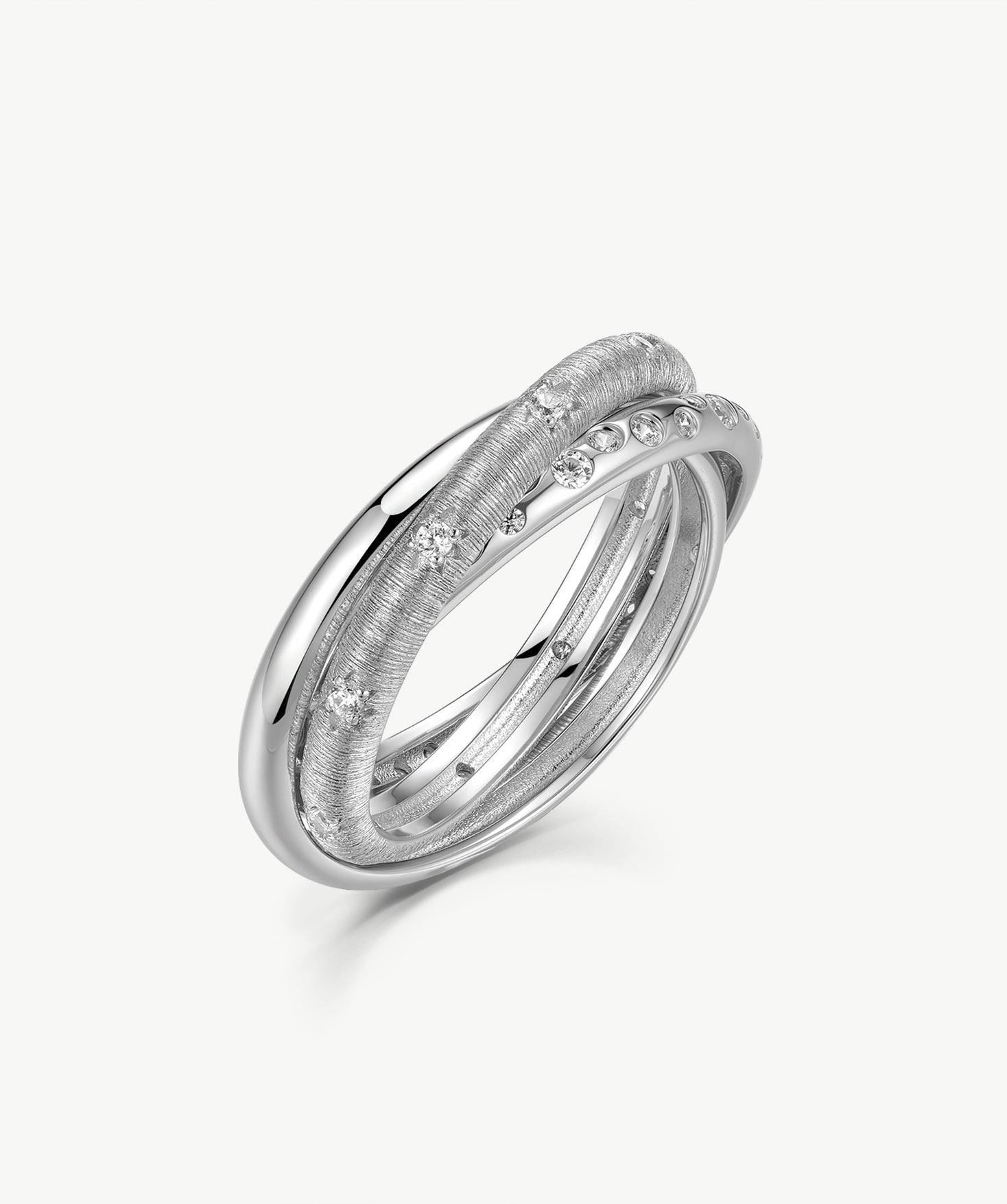 Triple Band Silver Interlocking Ring | Belvria