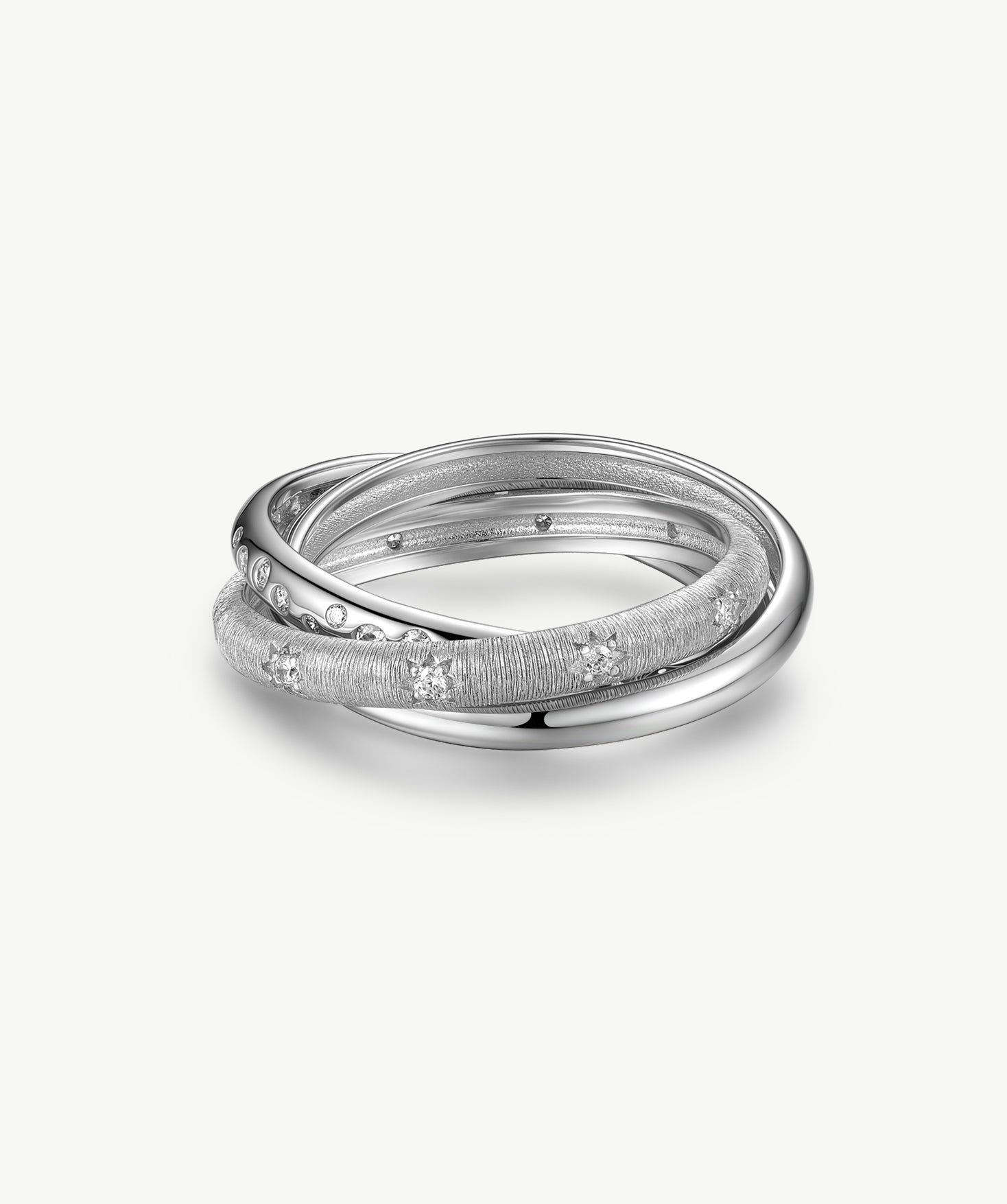 Triple Band Silver Interlocking Ring | Belvria