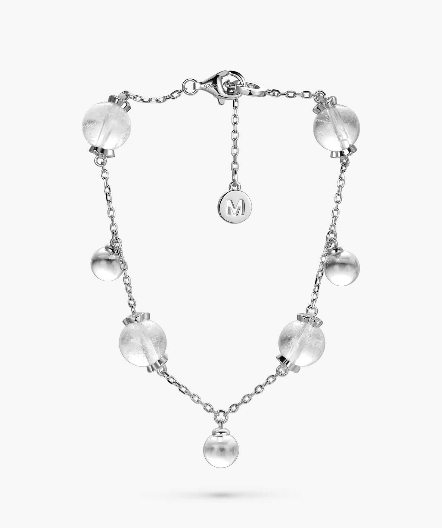 White Quartz Beaded Bracelet in Sterling Silver | Belvria