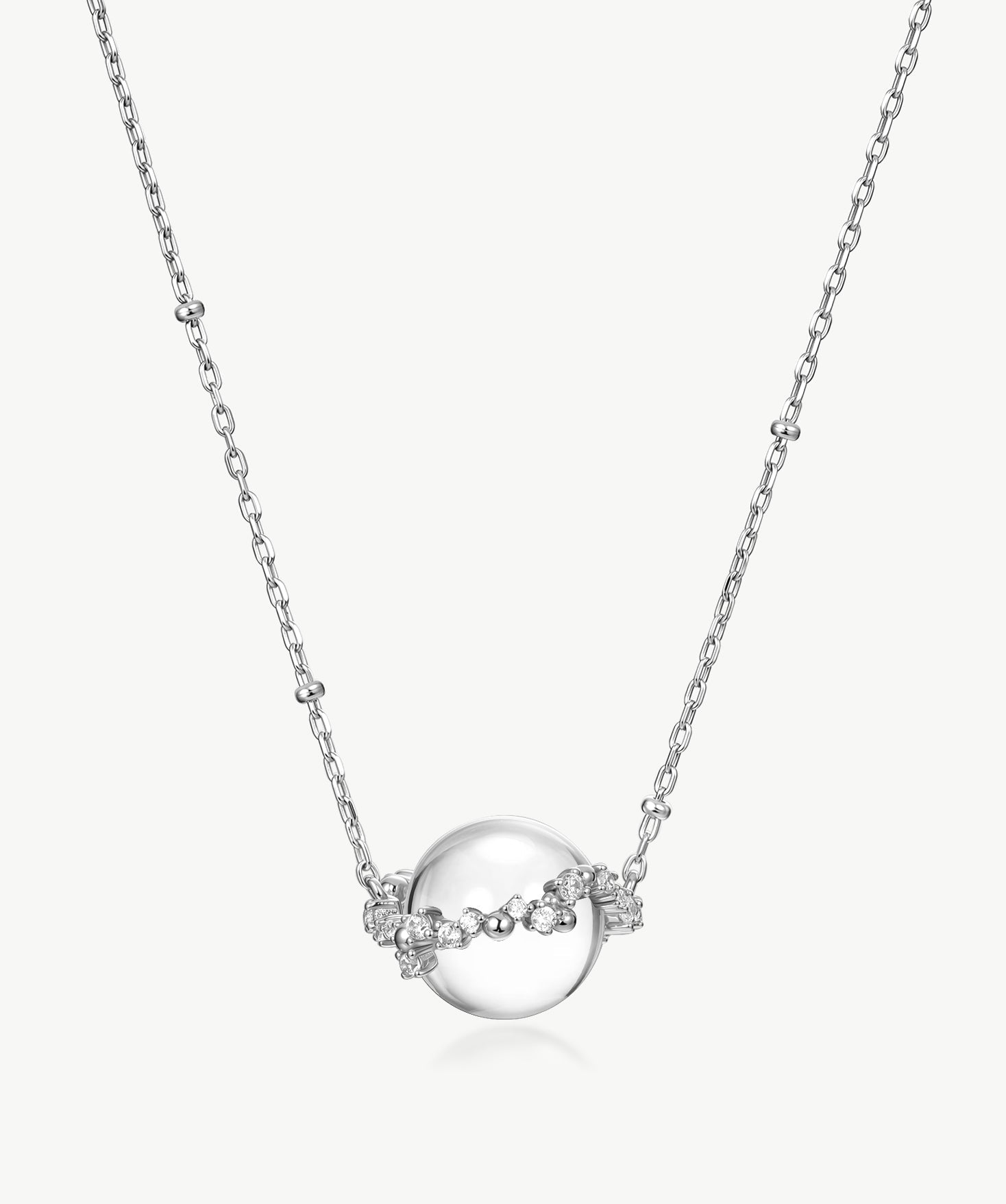 White Quartz Orb Pendant Necklace | Belvria