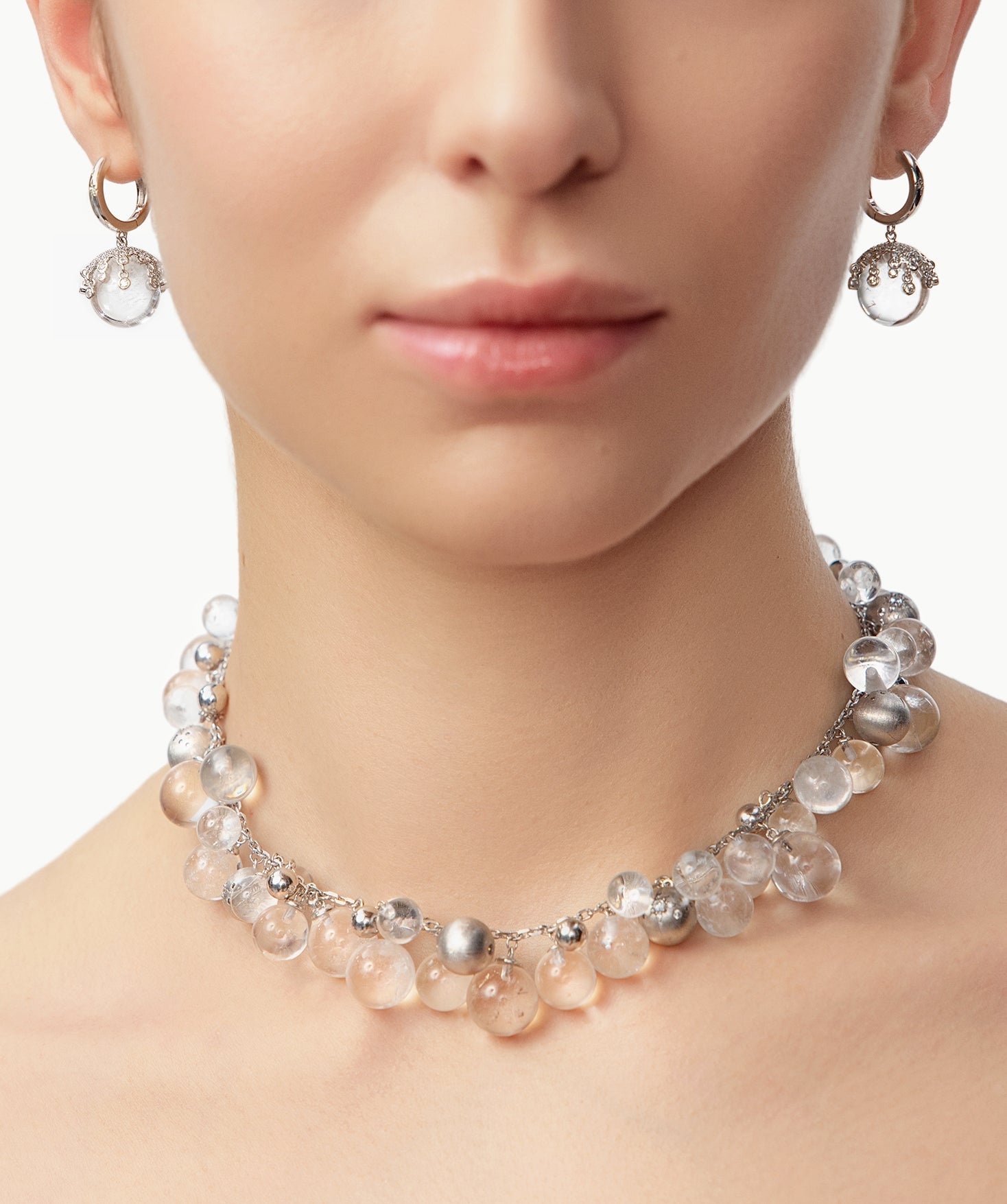 White Quartz Cluster Statement Necklace | Belvria