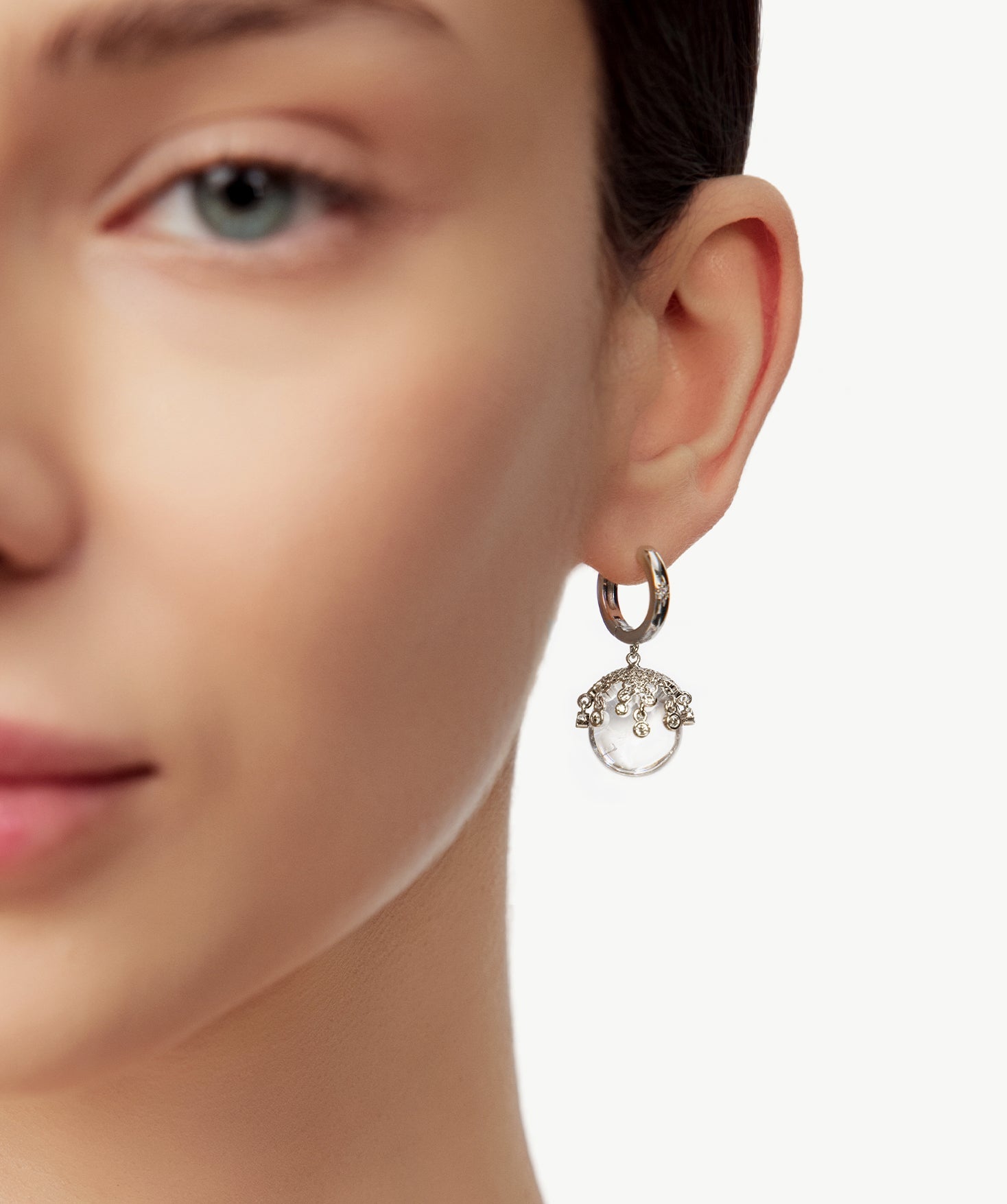 White Quartz Hoop Drop Earrings | Belvria