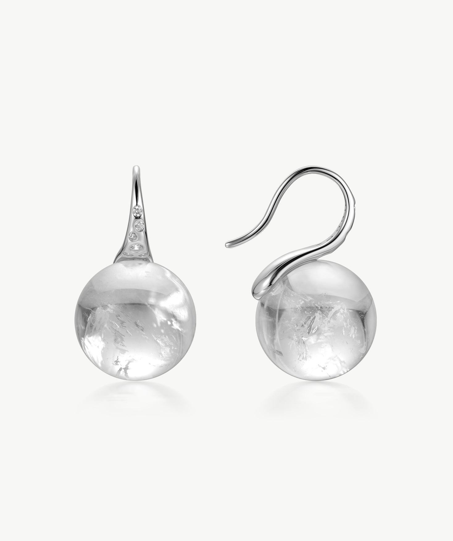 Natural White Quartz Drop Earrings in Sterling Silver | Belvria