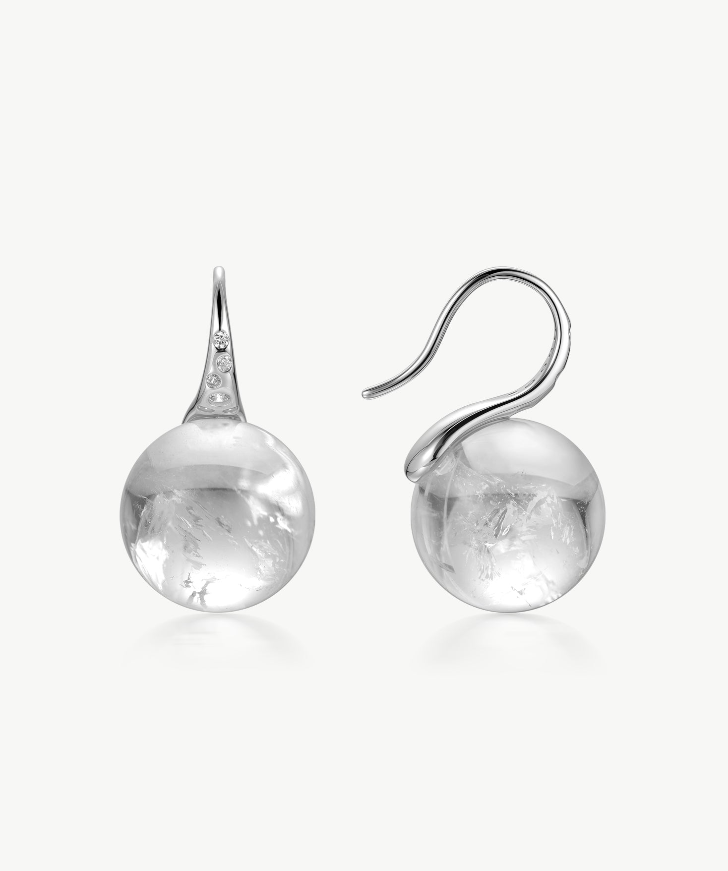 Natural White Quartz Drop Earrings in Sterling Silver | Belvria