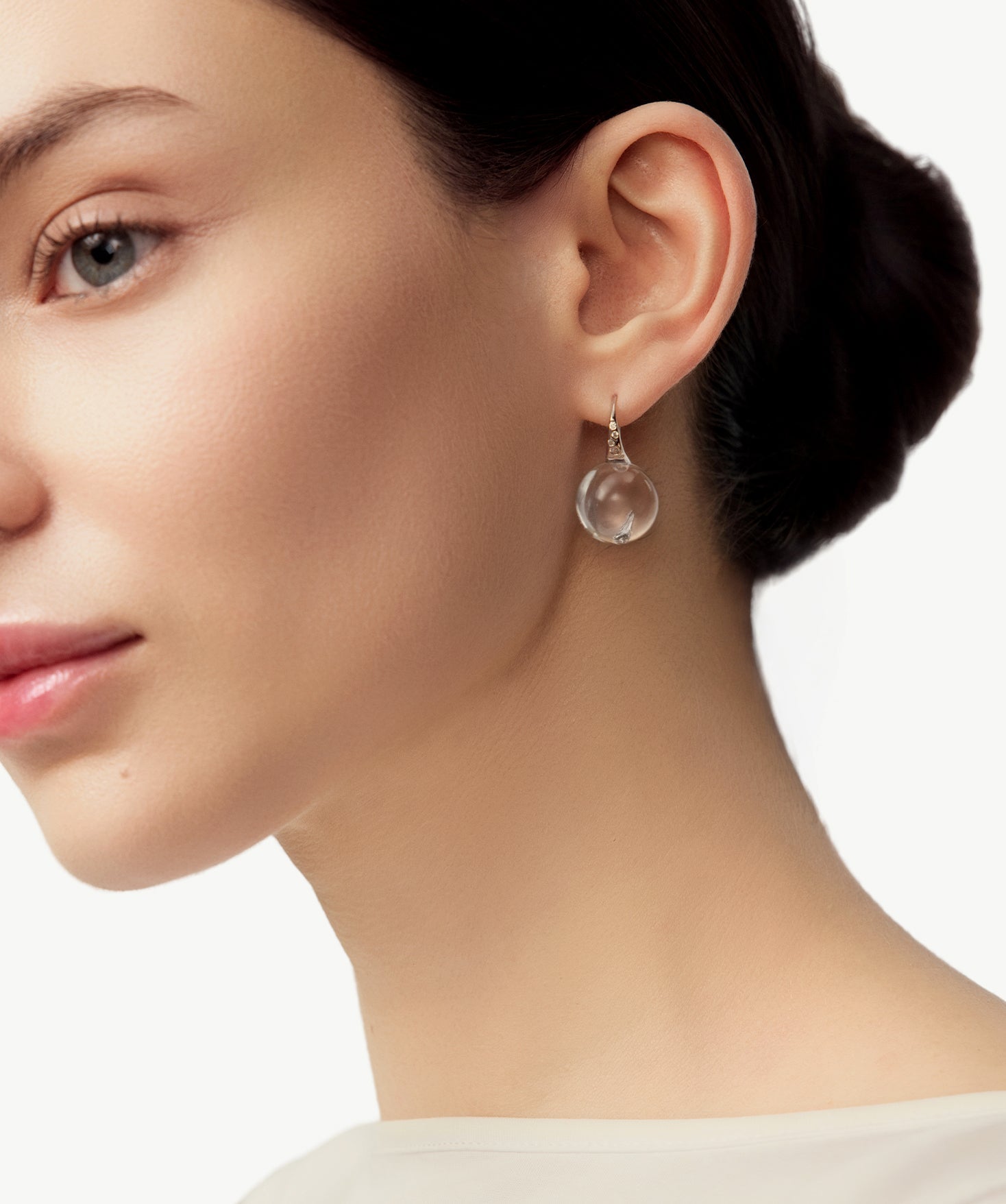 Natural White Quartz Drop Earrings in Sterling Silver | Belvria