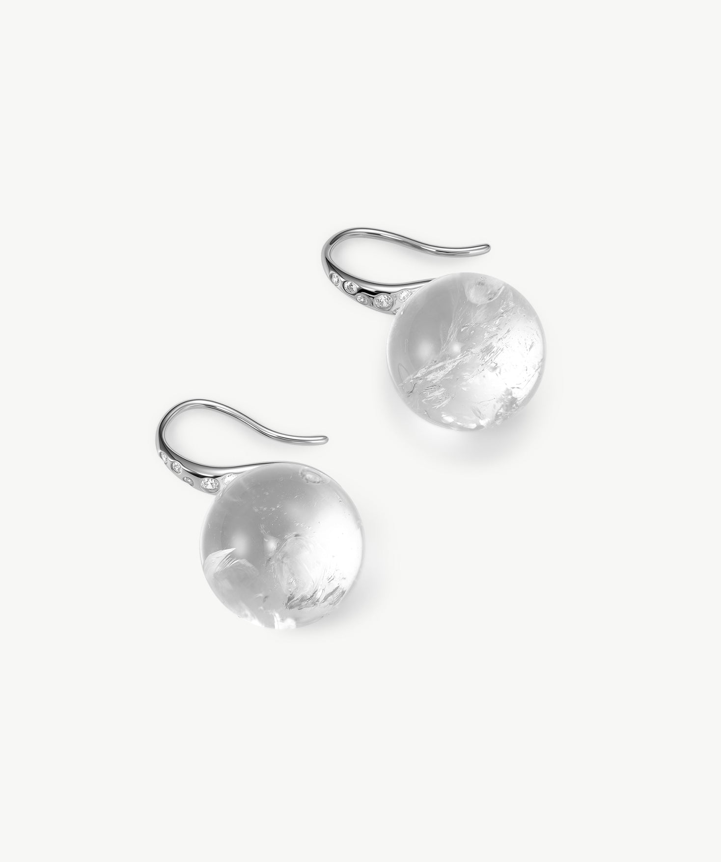 Natural White Quartz Drop Earrings in Sterling Silver | Belvria