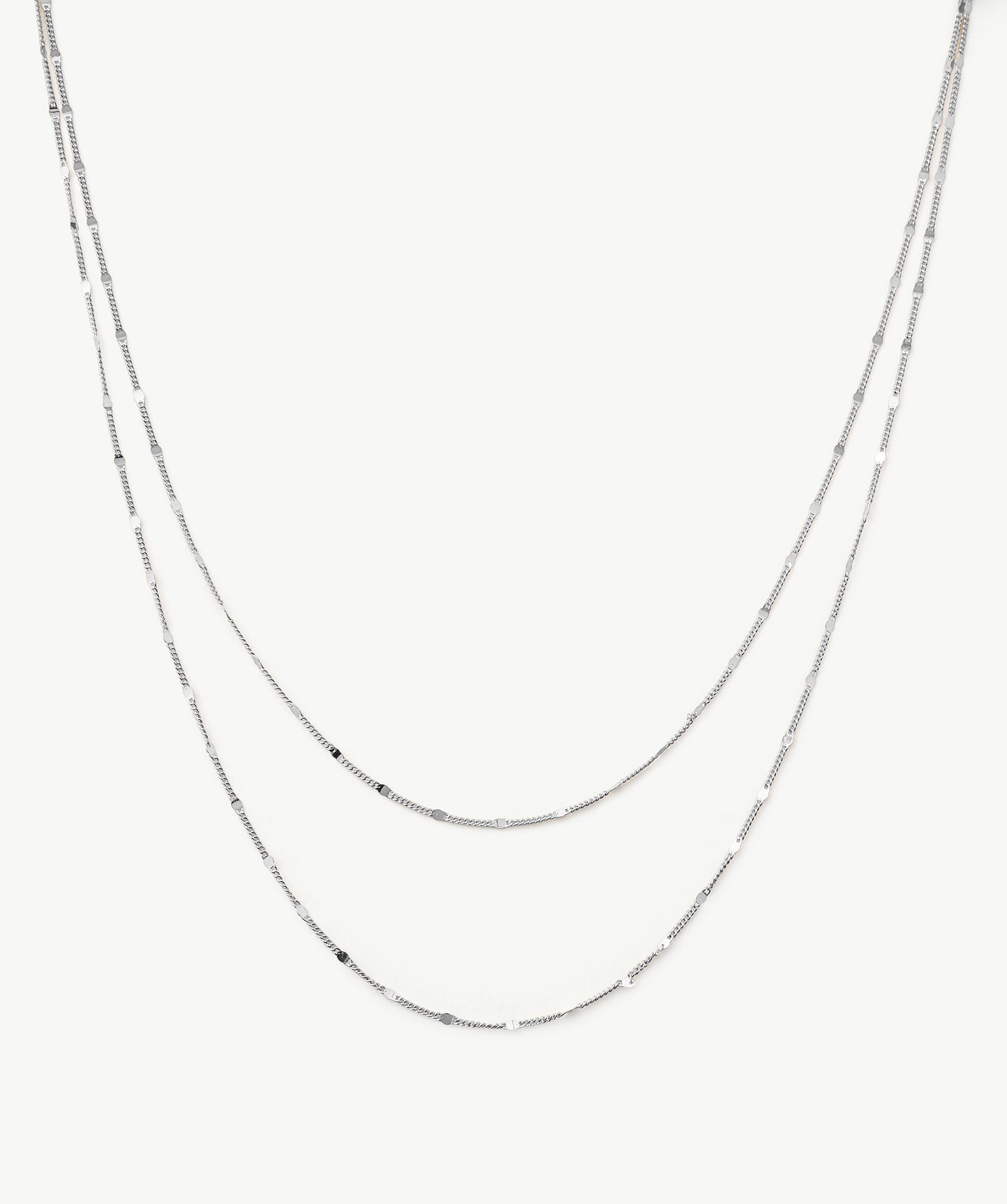 Silver Double Chain Layered Necklace | Belvria