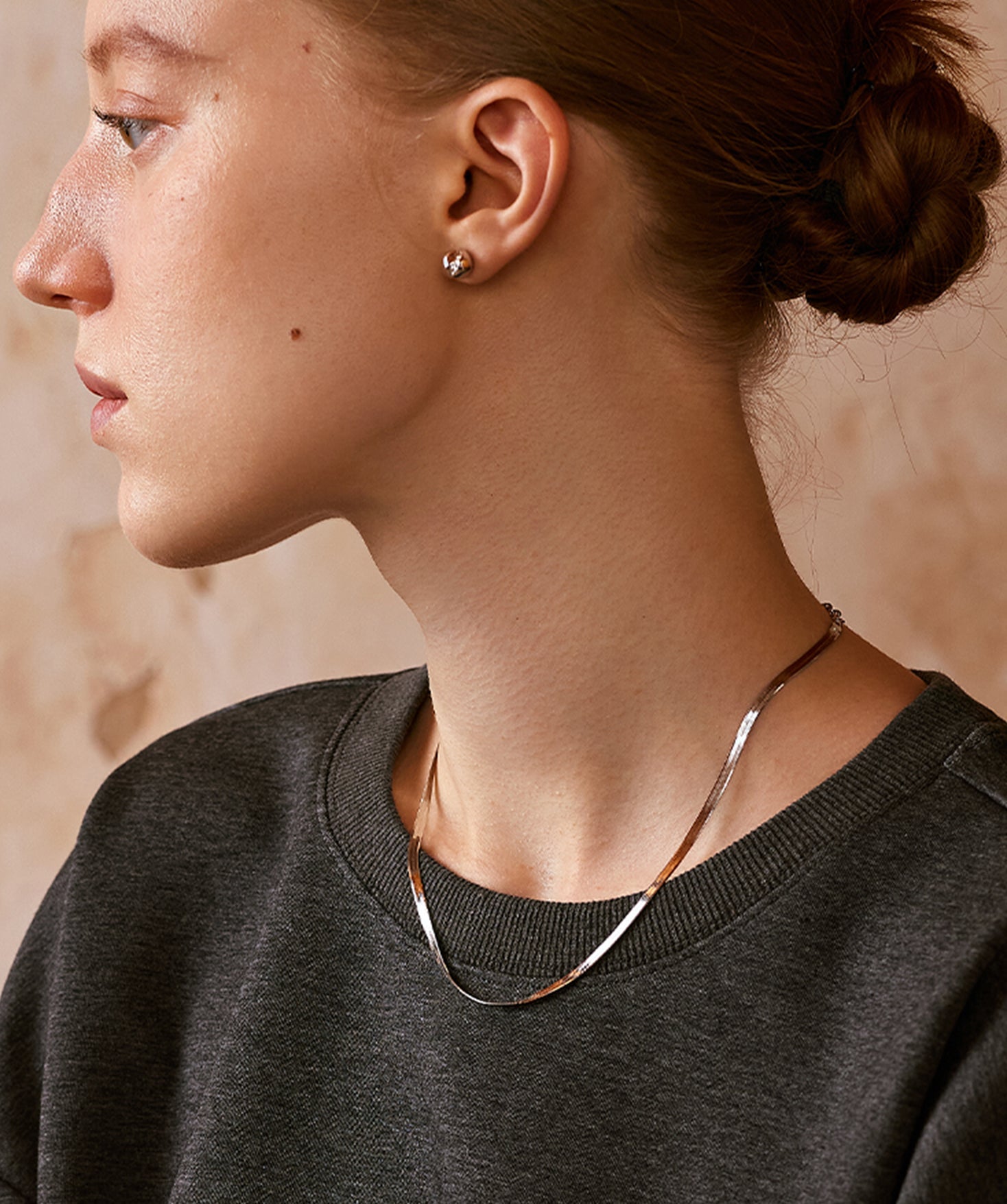 Silver Herringbone Chain Necklace | Belvria