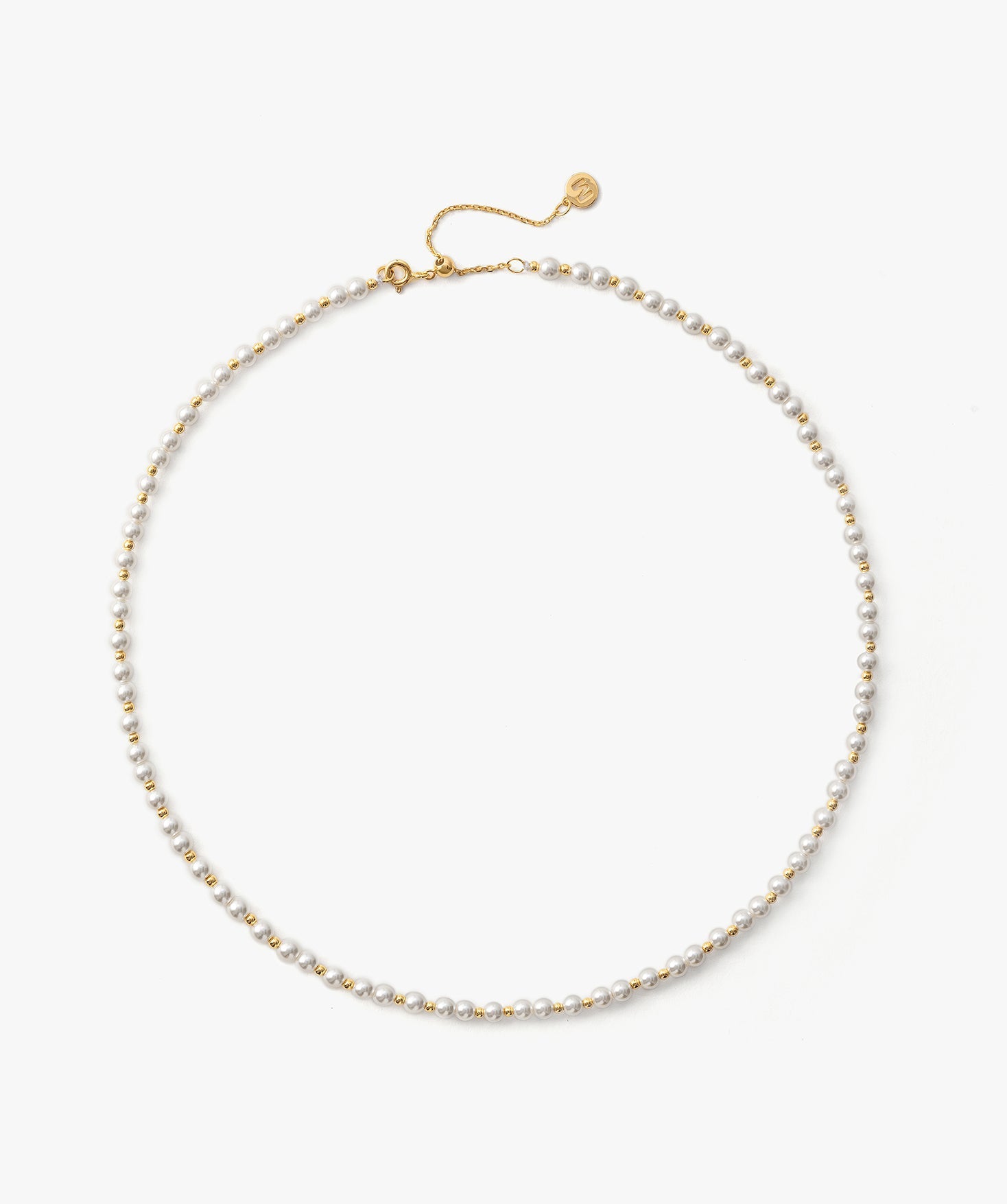Delicate 4mm Pearl Necklace with Gold Beads | Belvria