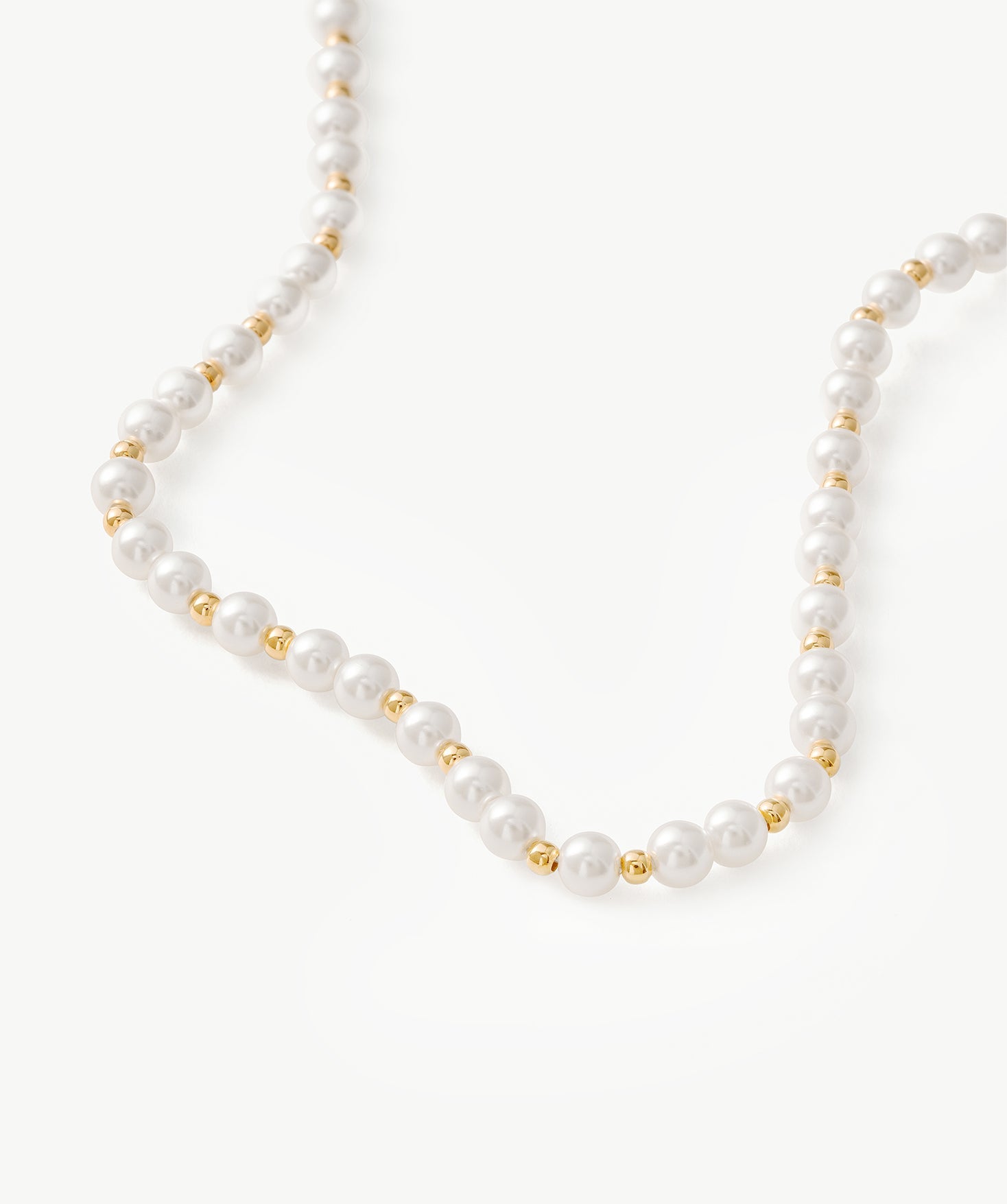 Delicate 4mm Pearl Necklace with Gold Beads | Belvria
