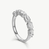 18K White Gold Emerald-Cut Lab-Grown Diamond Band | Belvria