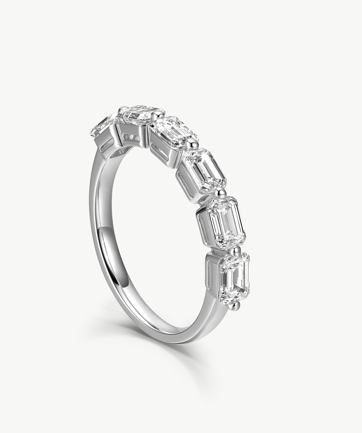 18K White Gold Emerald-Cut Lab-Grown Diamond Band | Belvria