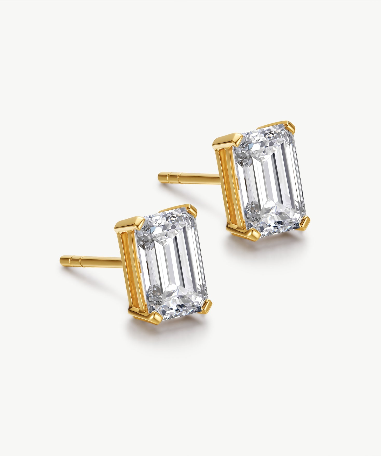 18K Gold Emerald-Cut Lab-Grown Diamond Stud Earrings | Belvria