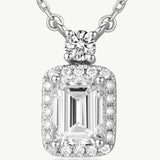 Emerald-Cut Lab-Grown Diamond Halo Necklace | Belvria