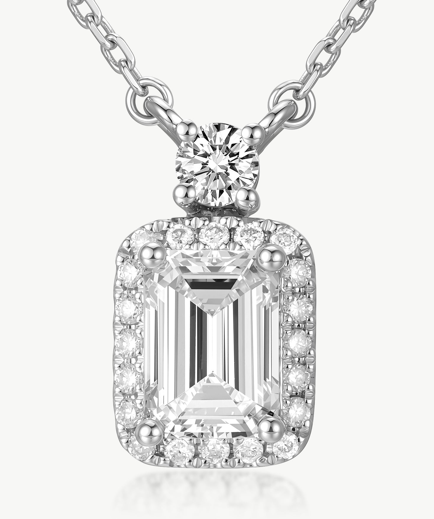 Emerald-Cut Lab-Grown Diamond Halo Necklace | Belvria