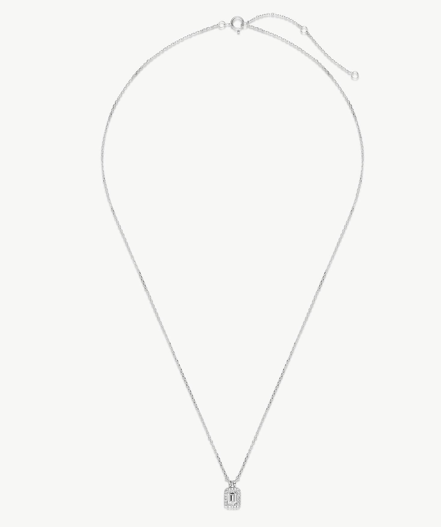 Emerald-Cut Lab-Grown Diamond Halo Necklace | Belvria