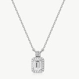 Emerald-Cut Lab-Grown Diamond Halo Necklace | Belvria