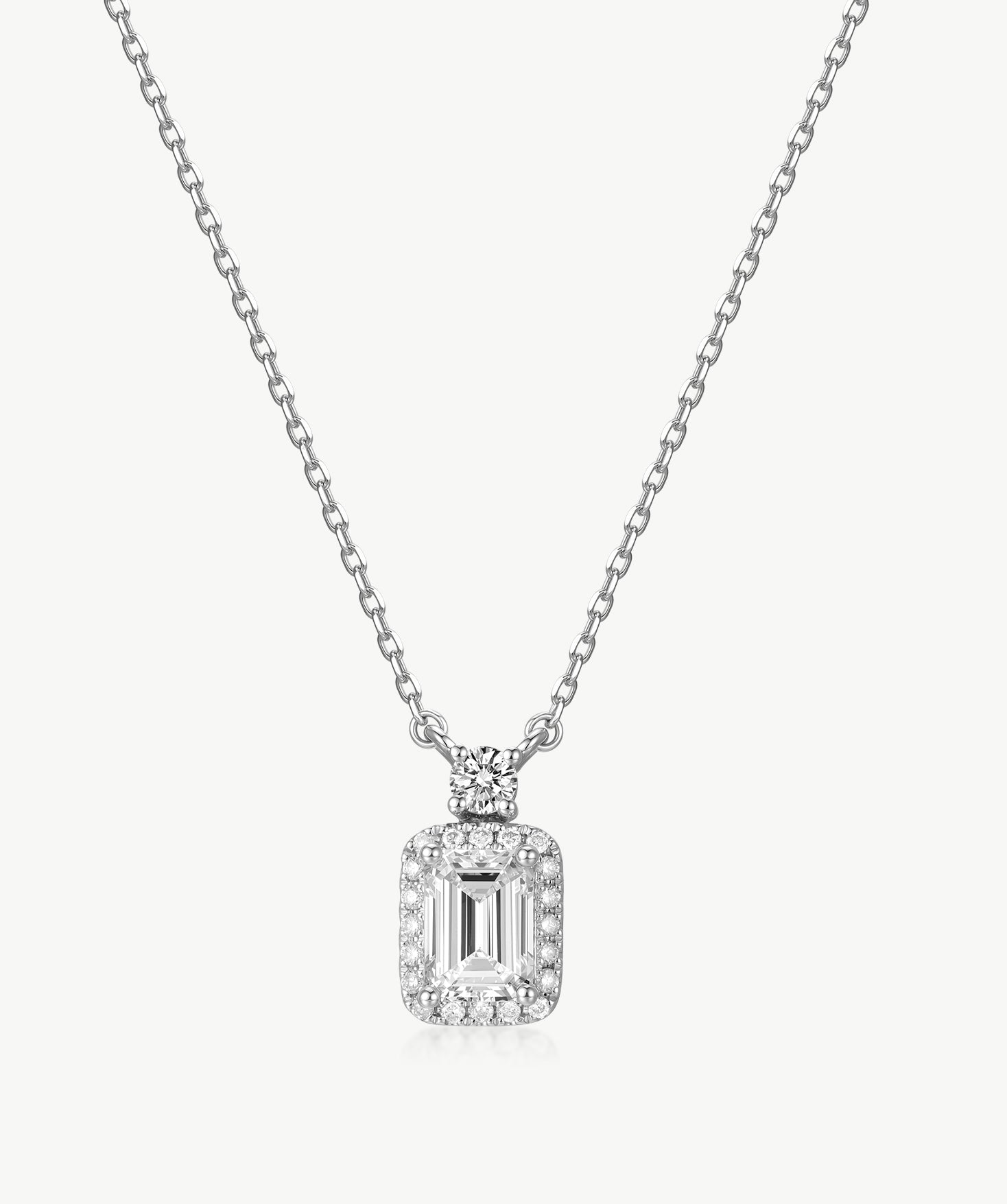 Emerald-Cut Lab-Grown Diamond Halo Necklace | Belvria