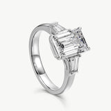 3ct Emerald-Cut Lab-Grown Diamond Three-Stone Ring | Belvria