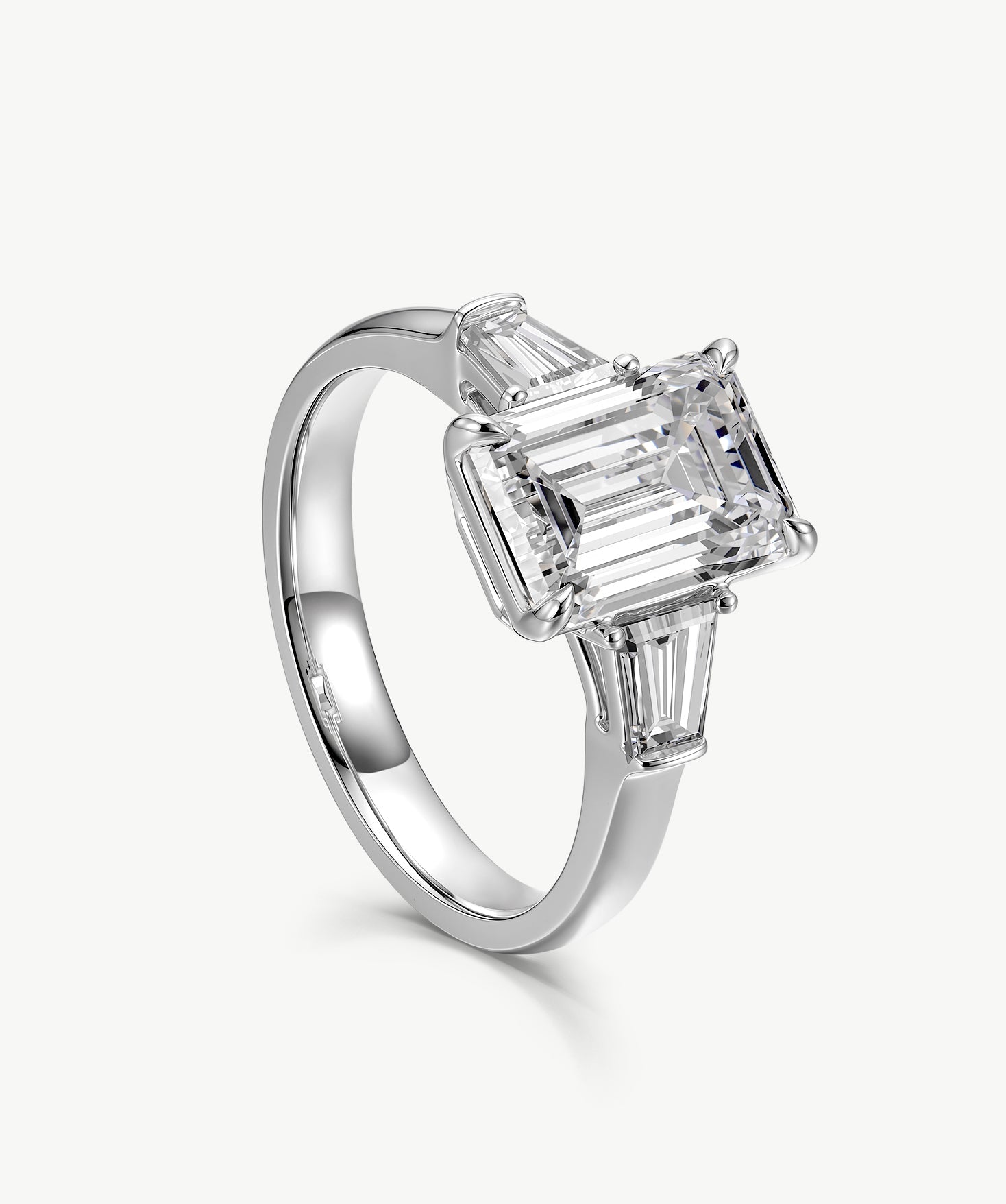 3ct Emerald-Cut Lab-Grown Diamond Three-Stone Ring | Belvria