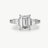 3ct Emerald-Cut Lab-Grown Diamond Three-Stone Ring | Belvria