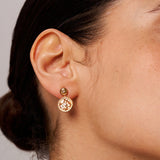 Gold Coin Drop Earrings with Champagne Stones | Belvria