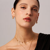 Gold Coin Drop Earrings with Champagne Stones | Belvria