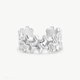 Silver Geometric Wide Band Open Ring | Belvria