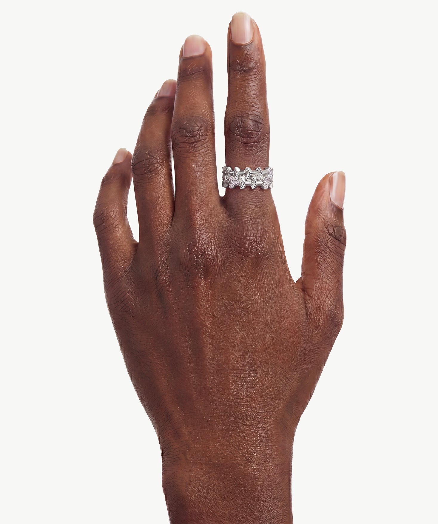 Silver Geometric Wide Band Open Ring | Belvria