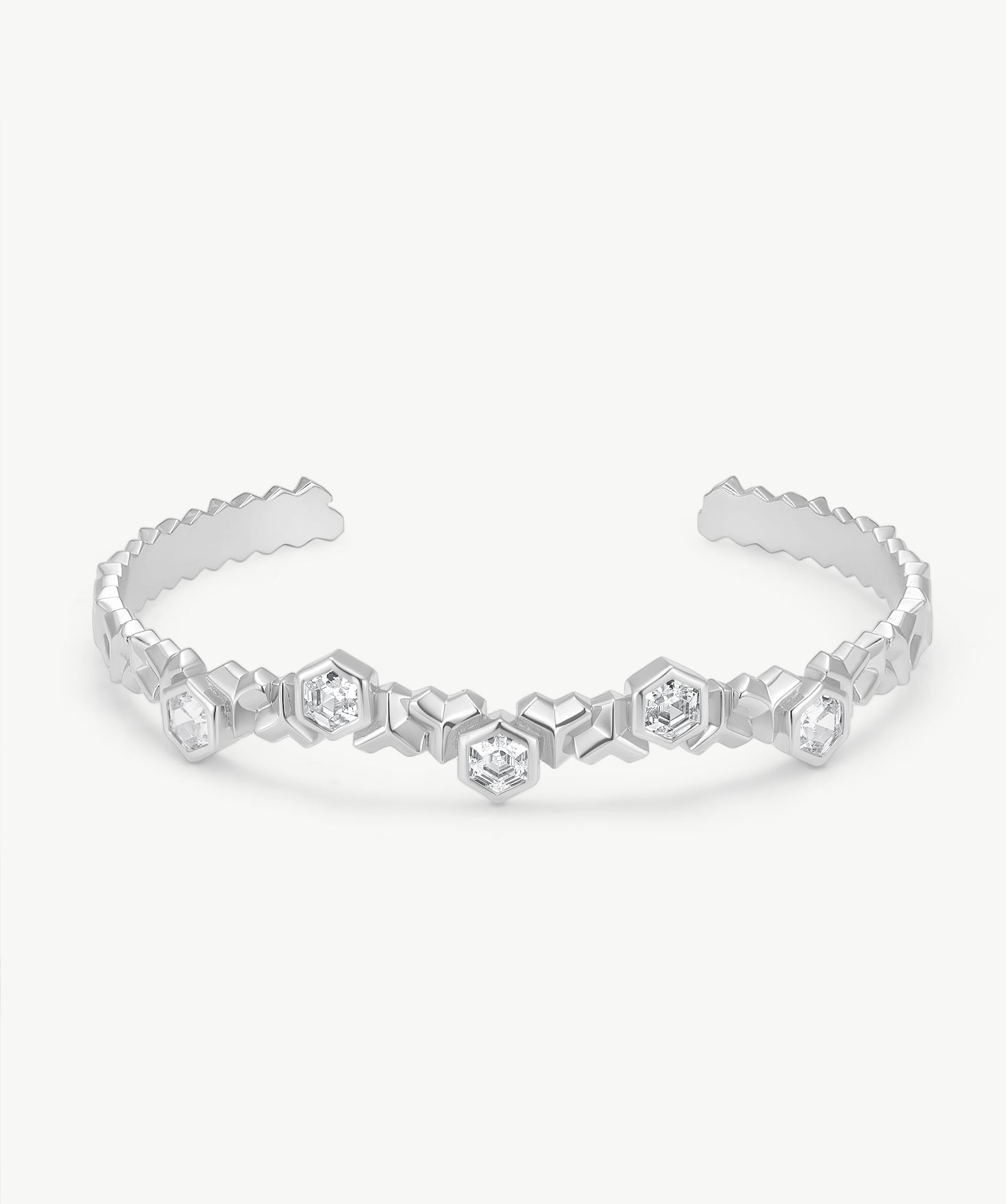 Silver Geometric Cuff Bracelet | Belvria