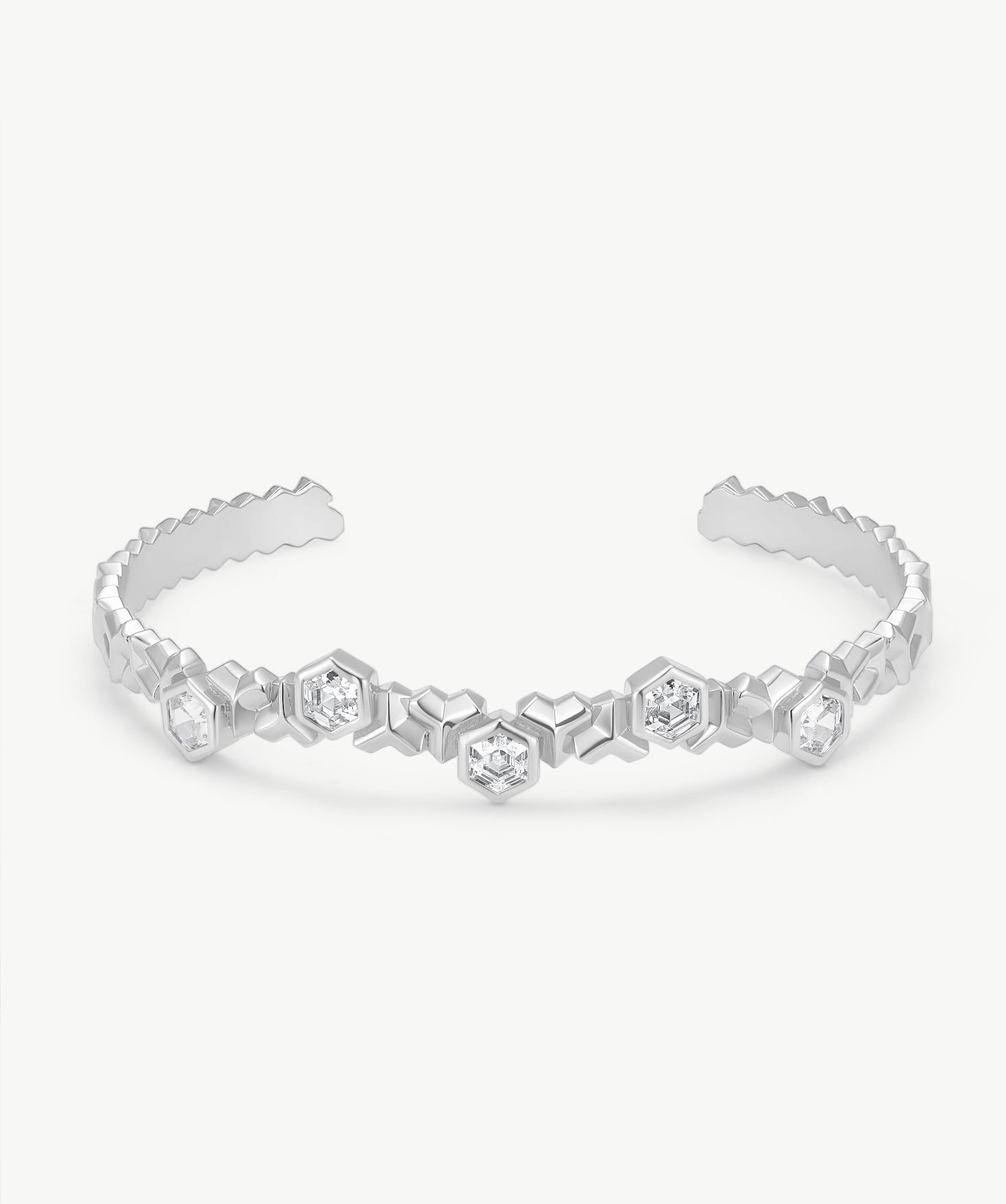 Silver Geometric Cuff Bracelet | Belvria