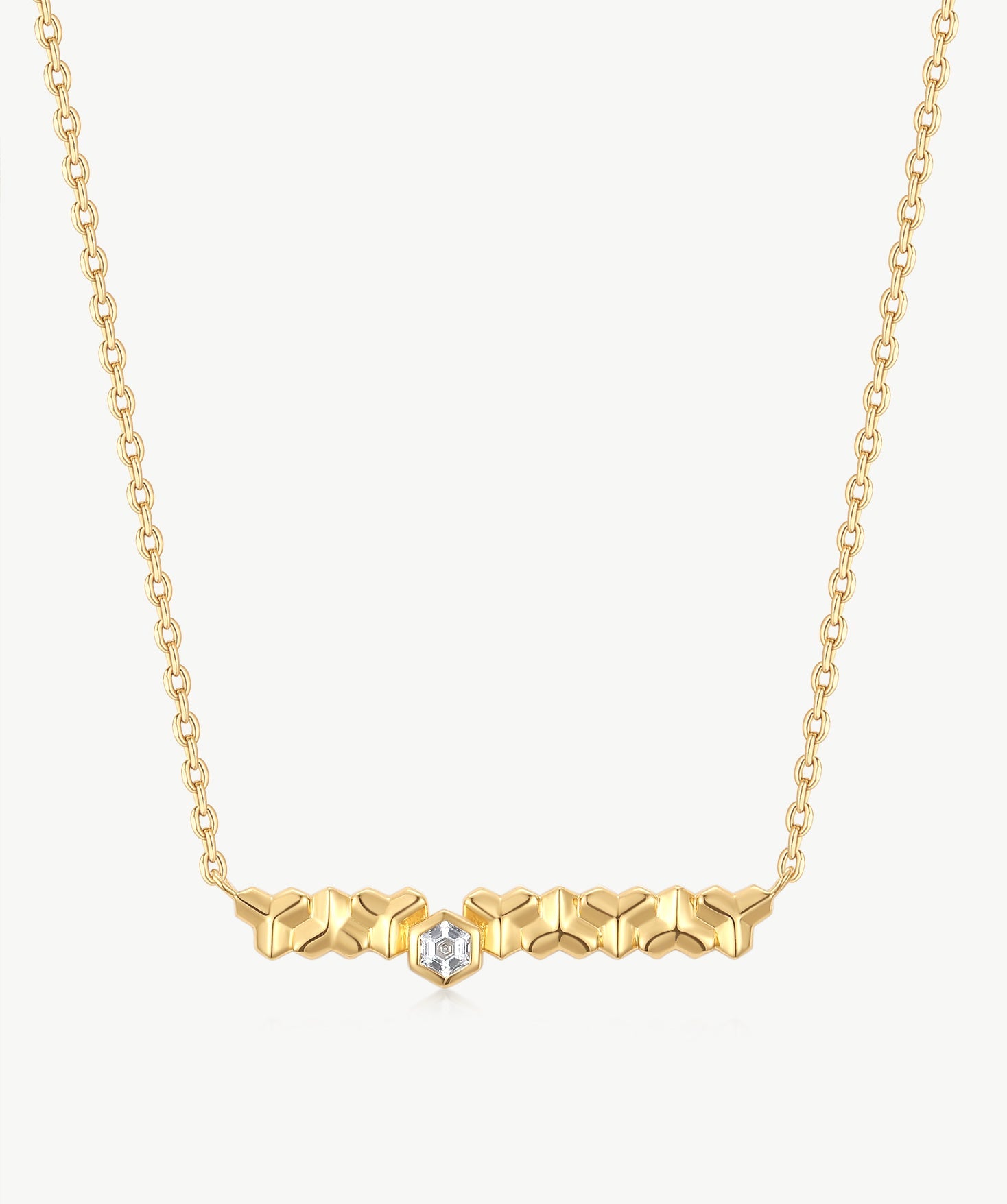 Gold Geometric Chain Link Bar Necklace | Belvria