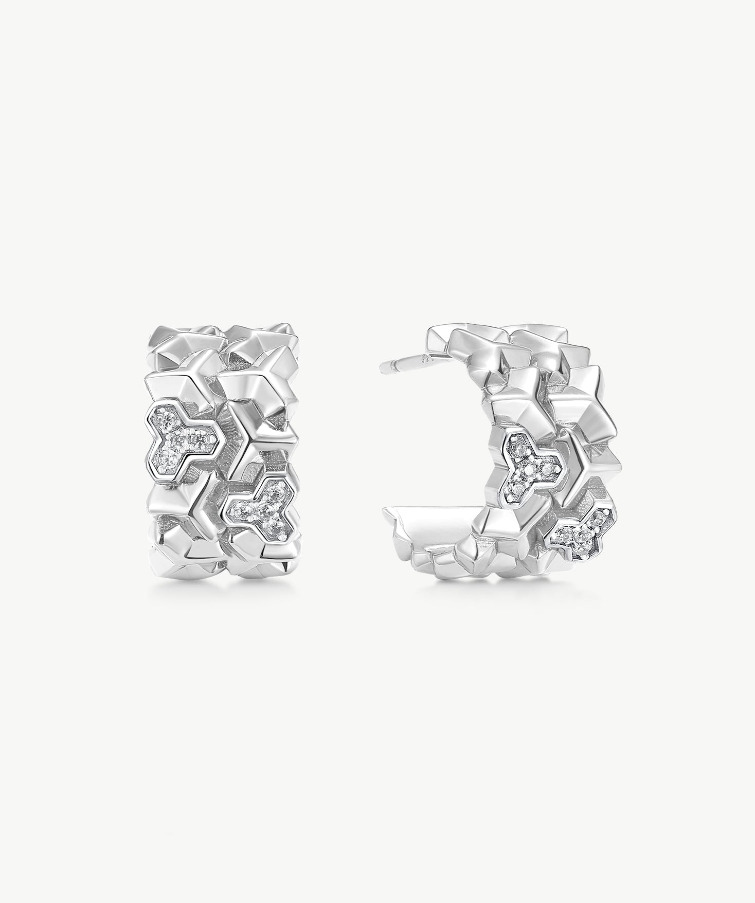 Silver Geometric Hoop Earrings | Belvria