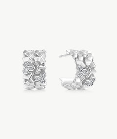 Silver Geometric Hoop Earrings | Belvria