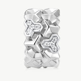MaiaMina Hoop Earrings Rhodium Plated Geometric Link Chunky Hoop Earrings LYNKA