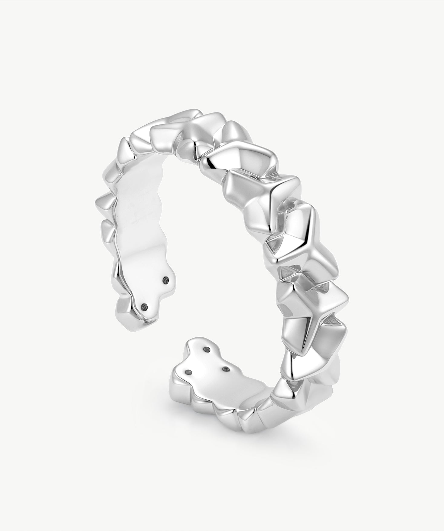 Silver Geometric Chain Link Open Ring | Belvria