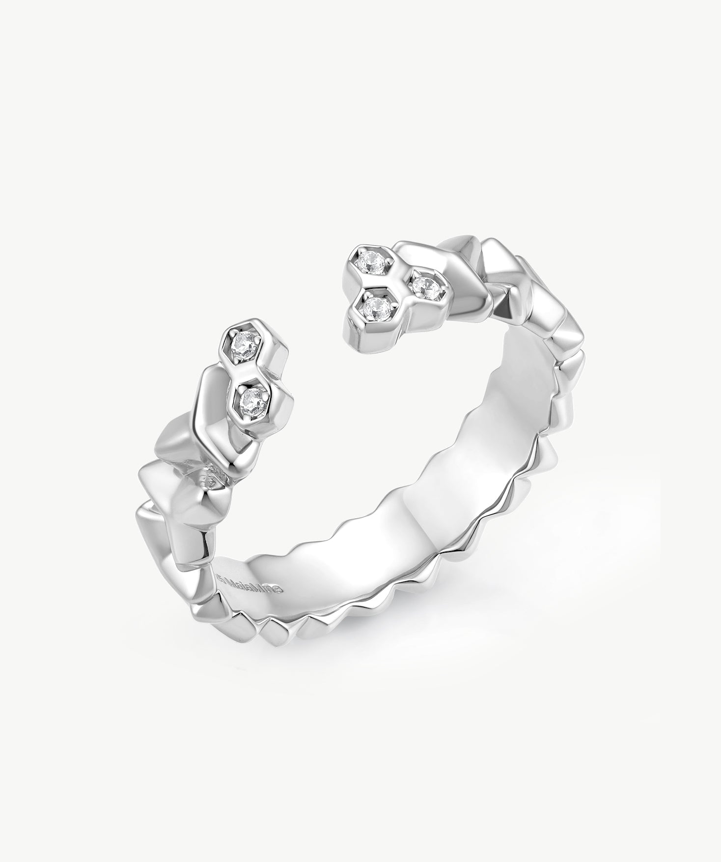 Silver Geometric Chain Link Open Ring | Belvria