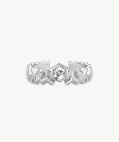 Silver Geometric Hexagon Open Ring | Belvria